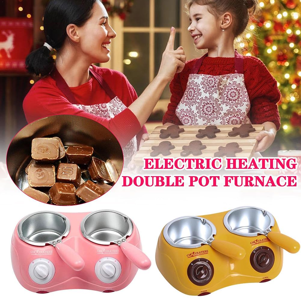 Ensemble à Double Fondue Au Chocolat, Machine à Tempérer Le Chocolat, Fondoir Au Chocolat, Fondue Au Chocolat électrique, Mini Machine à Fondue avec Double Fondoir pour Chocolat Au Lait, Fromage