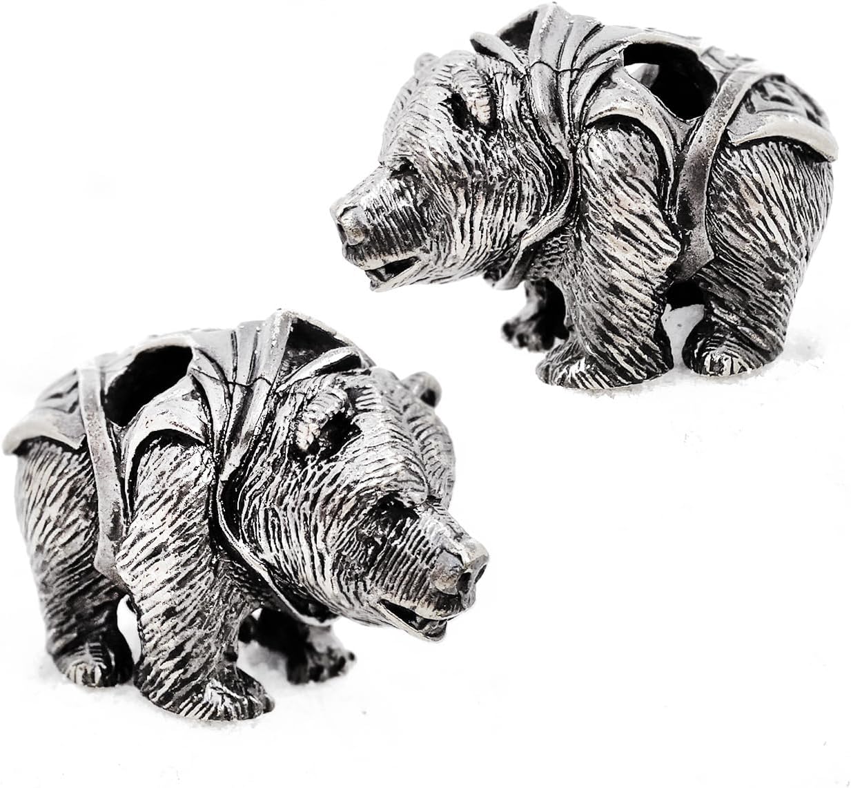 CooB 1Pcs/Lot EDC Paracord Bead, Pendant, Knife Lanyard Bead Wild Bear Grizzly. Hand-Casted Metal Beads Pendants for Custom Paracord Knives Lanyards