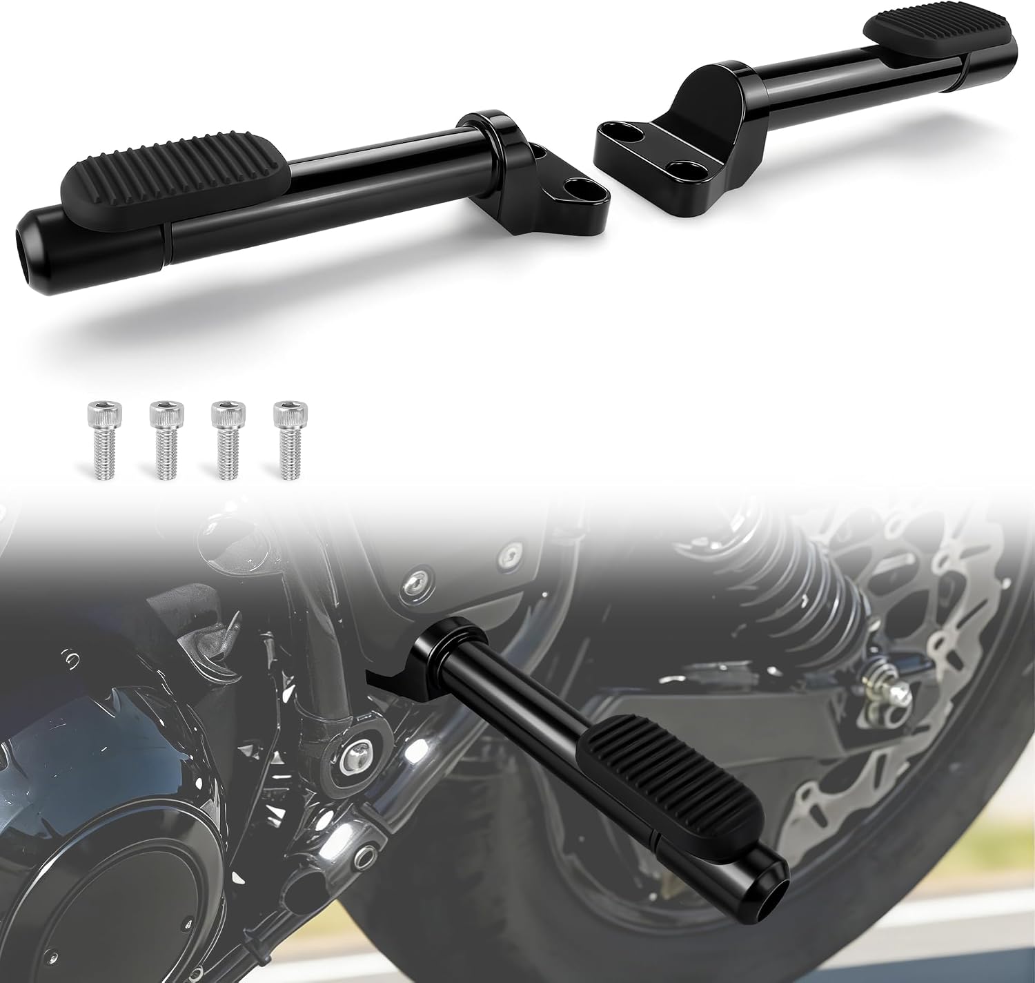 2-in-1Motorcycle Rear Crash Bar Frame Sliders Protector with Anti-Slip Foot Pegs Fit for 2022-later Indian Chief/Chief Dark Horse/Bobber/Bobber Dark Horse/Super Chief/Super Chief Limited