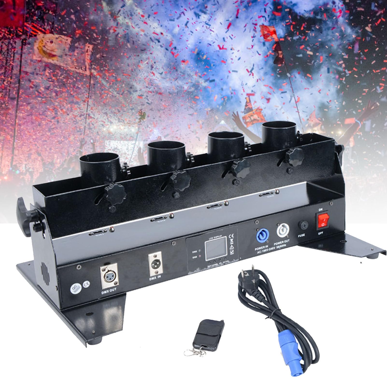 Macchina per coriandoli Portatile a 4 Colpi, Lancia coriandoli Elettrico, Lancia coriandoli Professionale per DJ per palcoscenici, Matrimoni, Feste, concerti, celebrazioni, Eventi Speciali