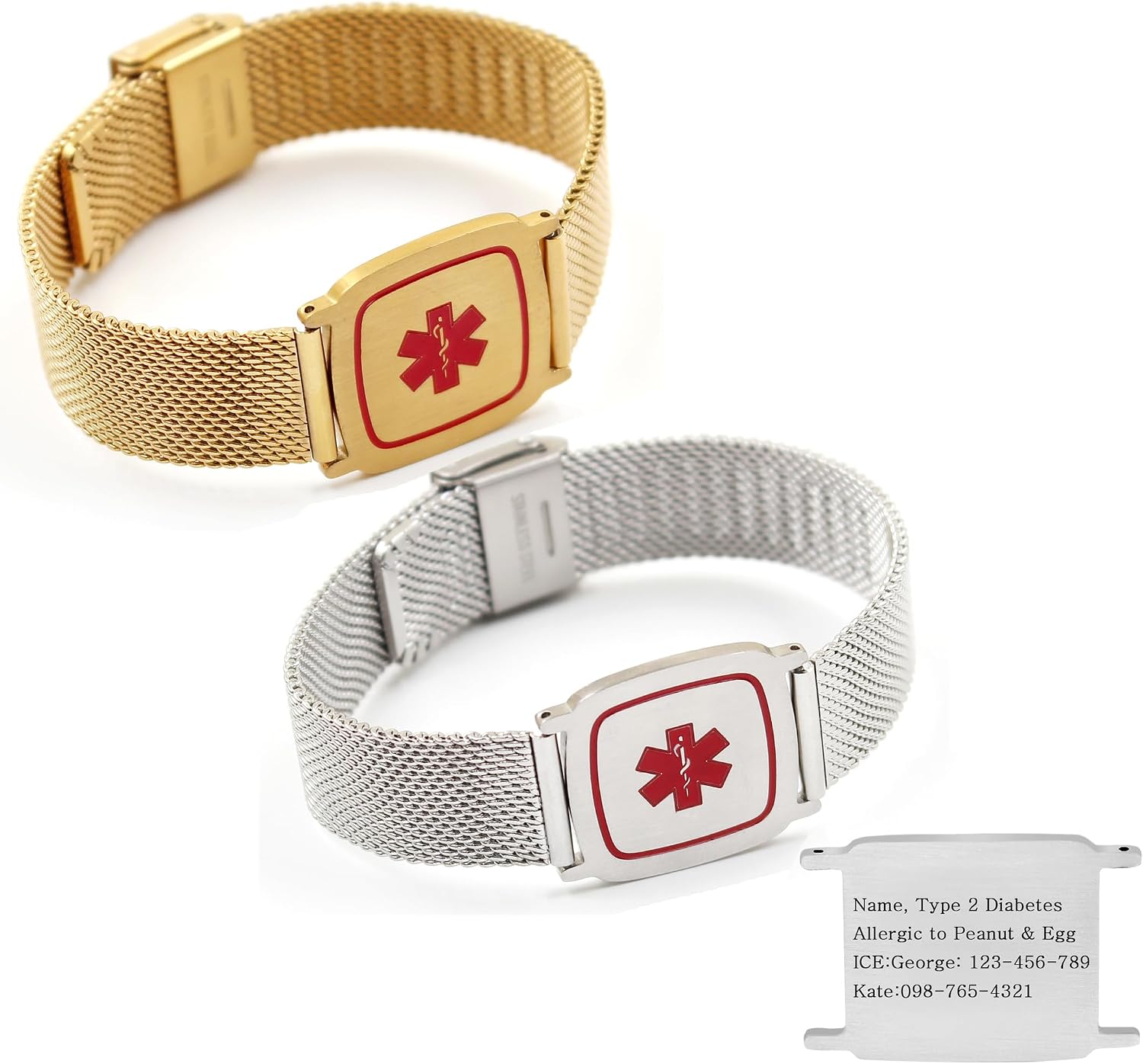 Uloveido Dynamic QR Code Medical Alert Bracelet for Men Women Scan to Update Medical Info No Medical Info Needed at Checkout Stainless Steel Mesh Emergency ID Bracelet Waterproof Hypoallergenic