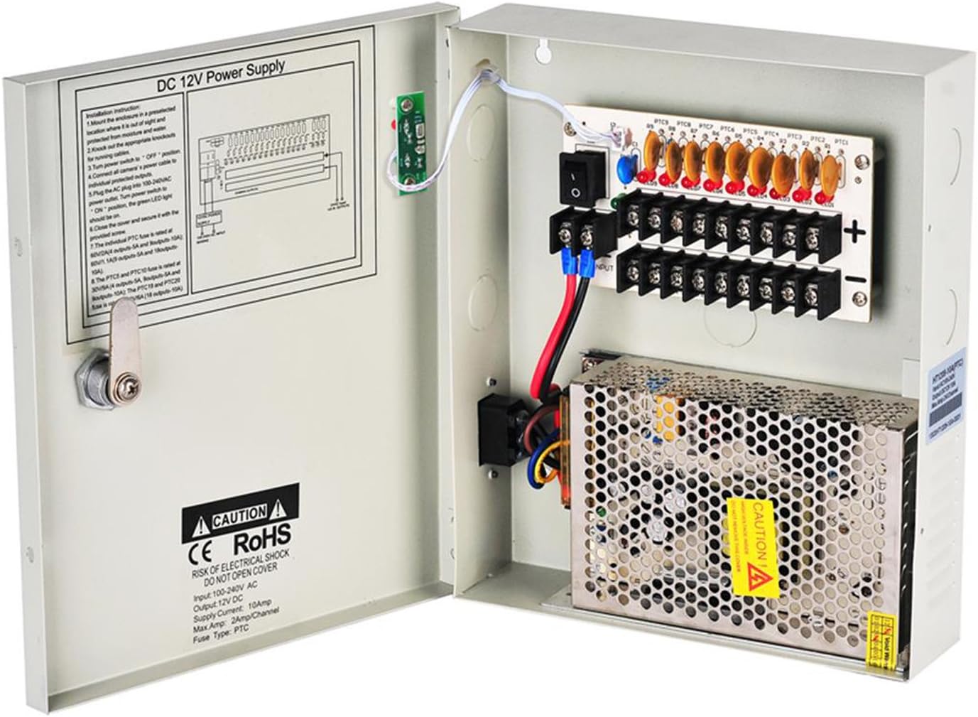 Lapetus 9 Channel Port 12V DC 10 Amp Amper with PTC Fuse Distributed