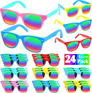 Kids Sunglasses Bulk Party Favors - 24 Pack Summer Party Supplies for Boys Girls, Neon Party Sunglasses for Kids, Pool /Beach Party Favors, Great Gift for Birthday Party and Outdoor Activity Age 3-10