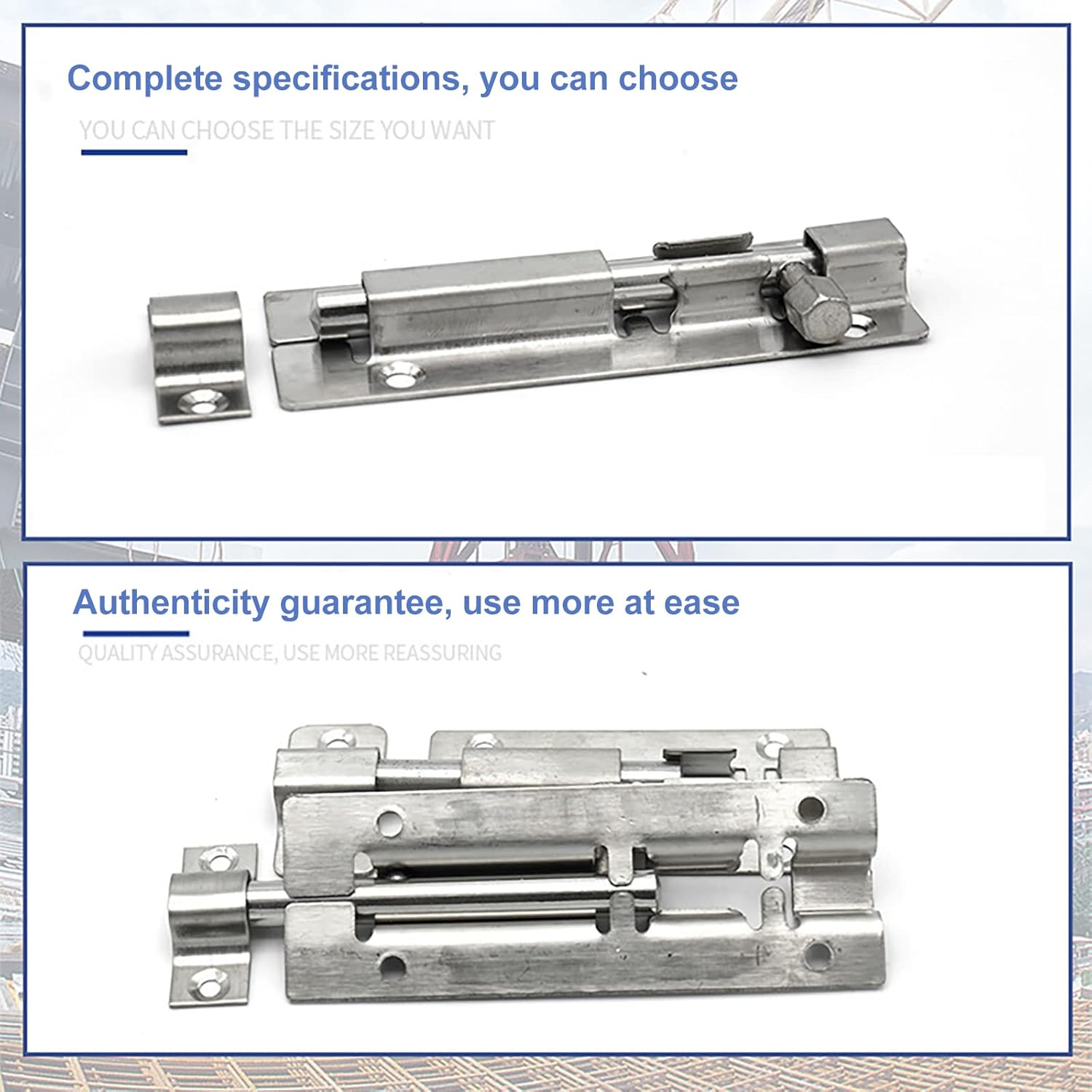 Stainless Steel Door Security Slide Latch Lock - Heavy Duty Angle Lock for Sliding Barn Doors, Cabinets, and Windows(4in)