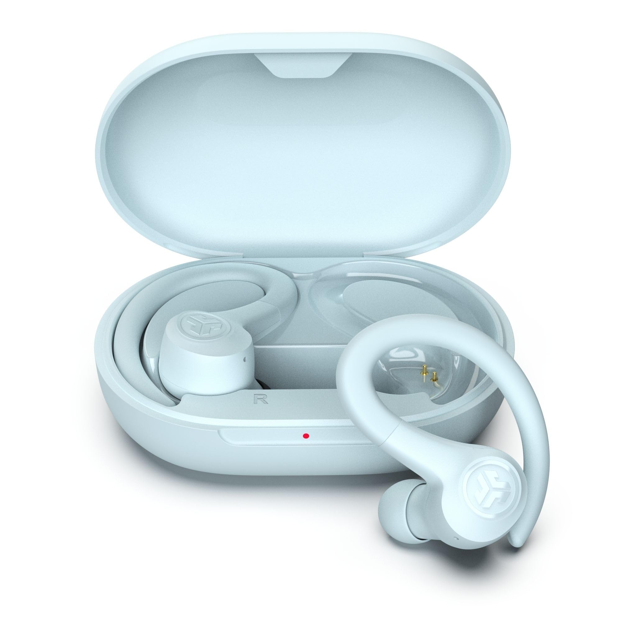 JLab Go Air Sport+ Running Headphones - True Wireless Headphones Bluetooth, Hook Over Ear Earbuds for Sports & Gym, 35+ H Playtime In Ear Buds, IP55 Sweat-Resistant, Be Aware Mode, Light Blue