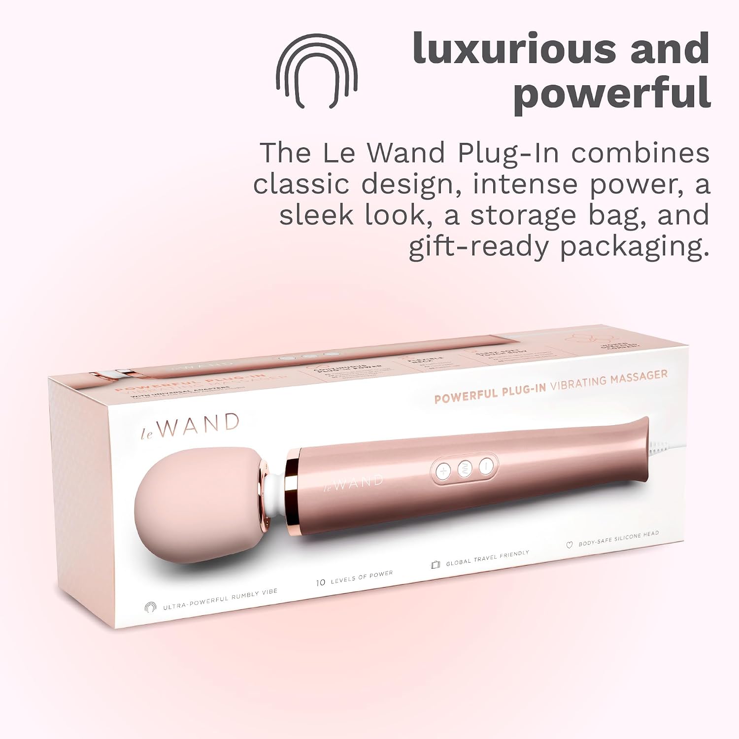Le Wand Plug-in Wand Vibrator - Vibrating Wand Massager - Rose Gold