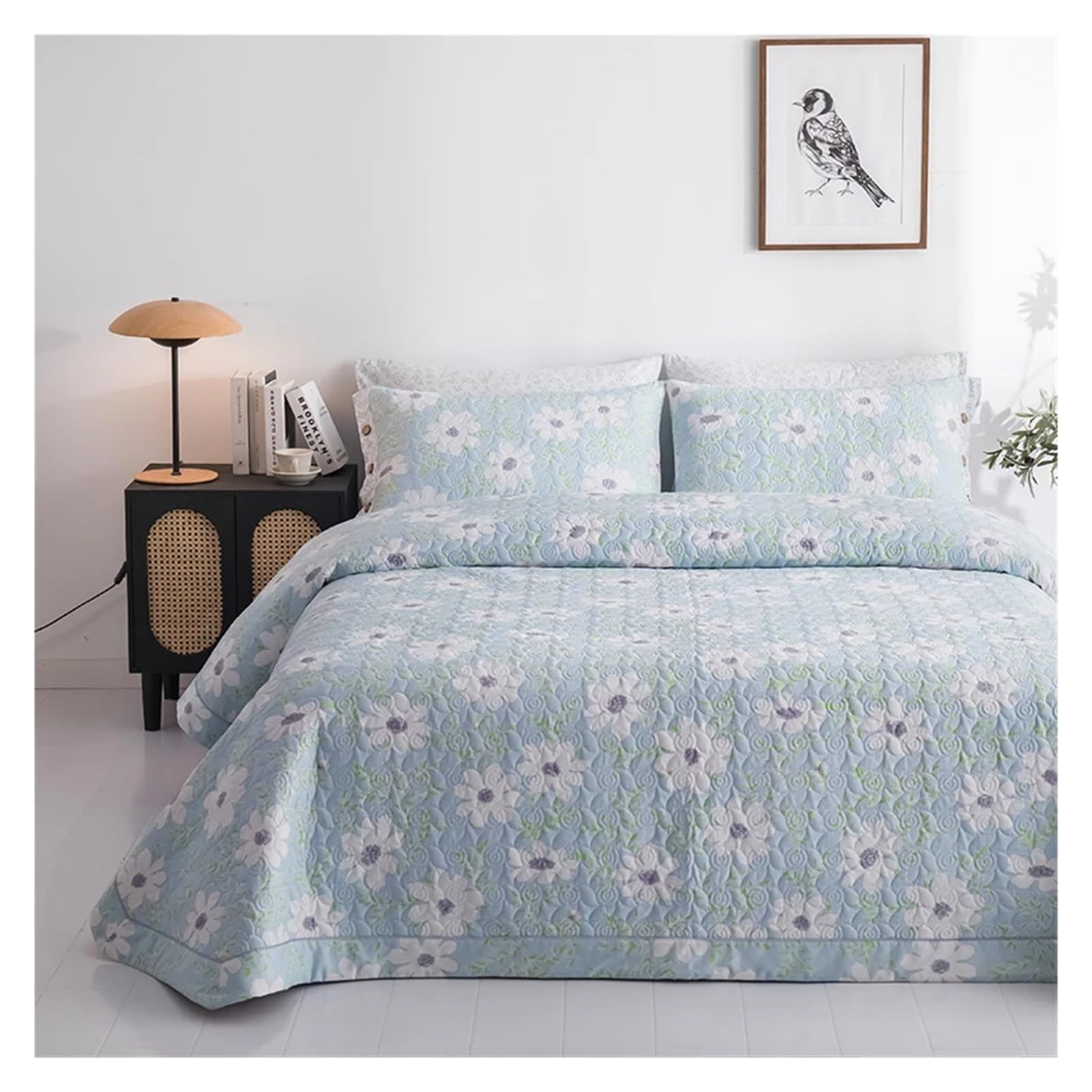 ADovz Copriletto in cotone di alta qualità sul letto a quadri Copriletto Coprimaterasso Copriletti e coperte stampati Coppia lenzuola trapunta letto,Lenzuola