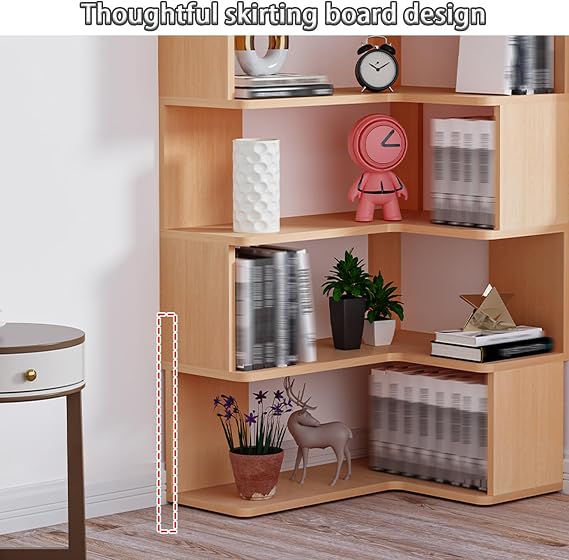 Corner Shelf, Corner Bookshelf, L Shaped Book Shelf Storage Organizer, Large Open Shelf Bookcase, Display Shelves, for Small Space, Bedroom, Study Room(L60xW40xH128cm)