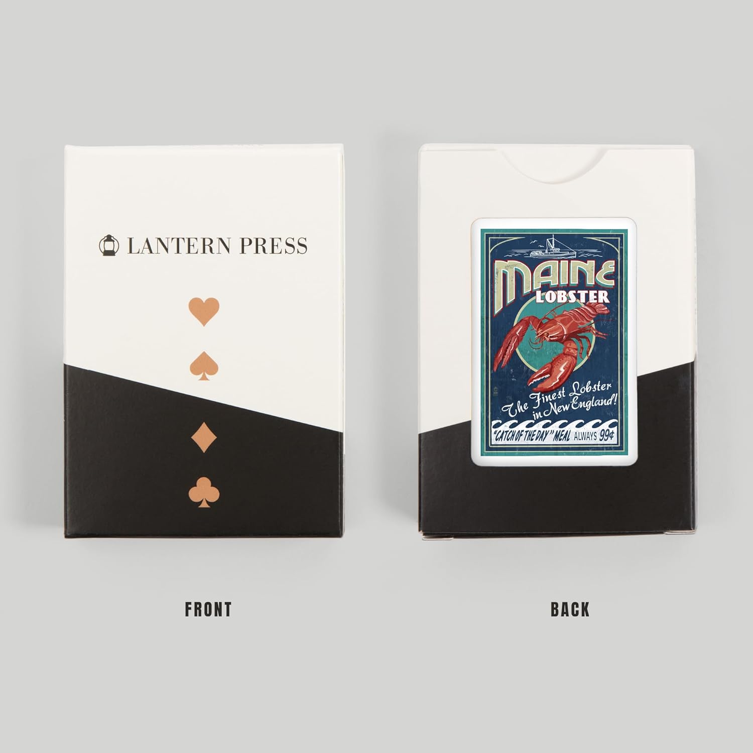 Lantern Press Maine, Lobster, Vintage Sign, 52 Playing Cards for Adults, Poker Size Card Deck