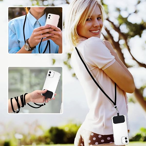 Handyband Universal zum Umhängen - Kompatibel mit jedem Handy und Smartphone, Kette zum Umhängen, Hülle mit Kordel, Handyband mit jeder Hülle kombinierbar Schwarz - 3