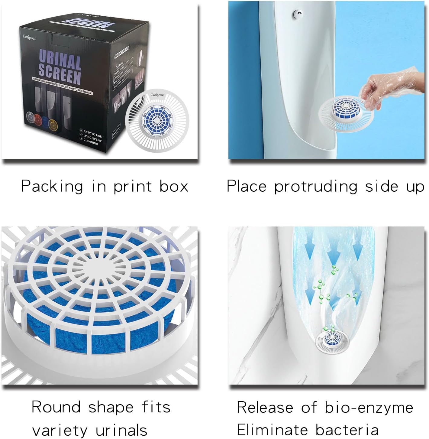 Urinal Screen Deodorizer 36 Pack, Urinal Cakes Ocean Breeze Long-Lasting Scent, Anti-Splash Design for Restrooms, Offices, Restaurants & Schools