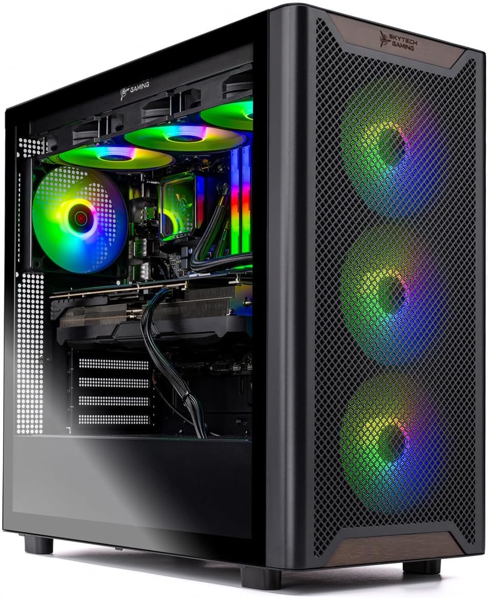 Skytech Gaming Chronos 3 Gaming PC, AMD Ryzen 9 9900X 4.4GHz, NVIDIA RTX 5070 Ti 16GB VRAM, X670 Board, 4TB Gen4 NVMe SSD, 64GB DDR5 RAM 5200, 850W Gold ATX 3 PSU, 360 ARGB AIO, WI-FI 5, Windows 11