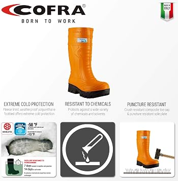 Cofra 00040-CU4.W10 Thermic Metguard EH PR Safety Boots, 10, Orange