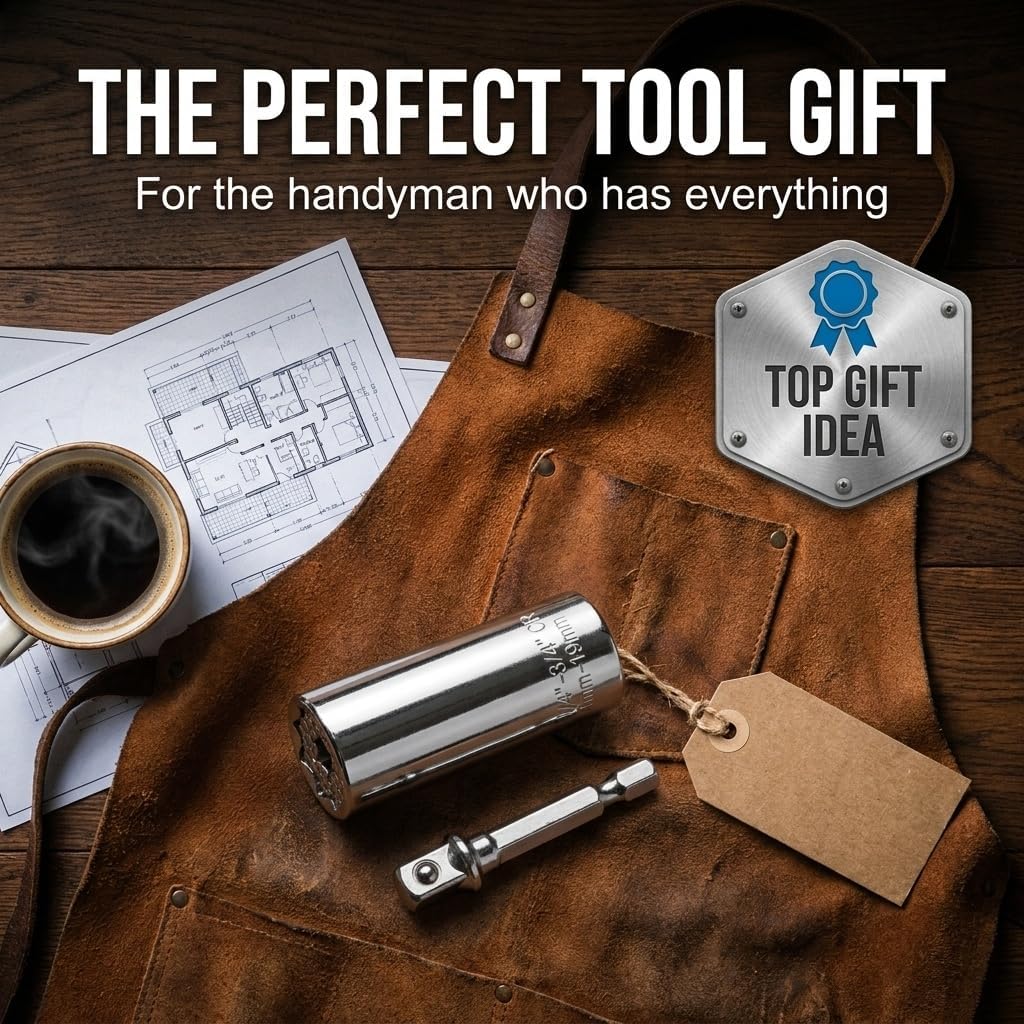 Universal Socket Tool – Adjustable Socket Wrench Set, Gator Grip Adapter for Drill, Unique Tools & Handy Gadgets, Perfect Tool Gift for Men, Dad, DIY, Car Repair & Christmas Gifts | 7mm to 19mm