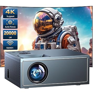 [Electric Focus] Native 1080P Projector with WiFi & Bluetooth, 20000L Home Cinema Projector, Support 4K, Mini Portable Outdoor Projector for iOS/Android/TV