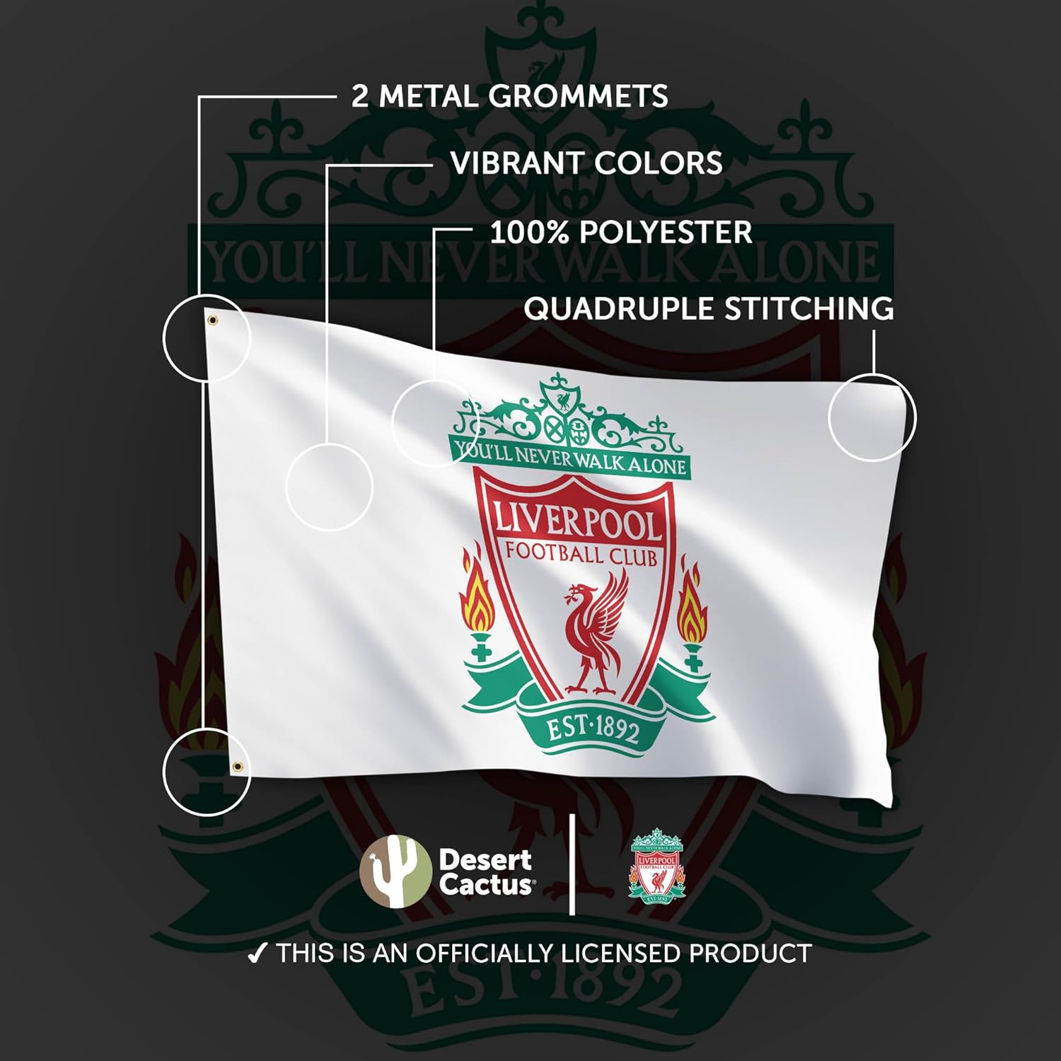 Desert Cactus Liverpool FC Flag Football Club Soccer 100% Polyester Indoor Outdoor 3x5 feet Flags (Flag L) - Image 4
