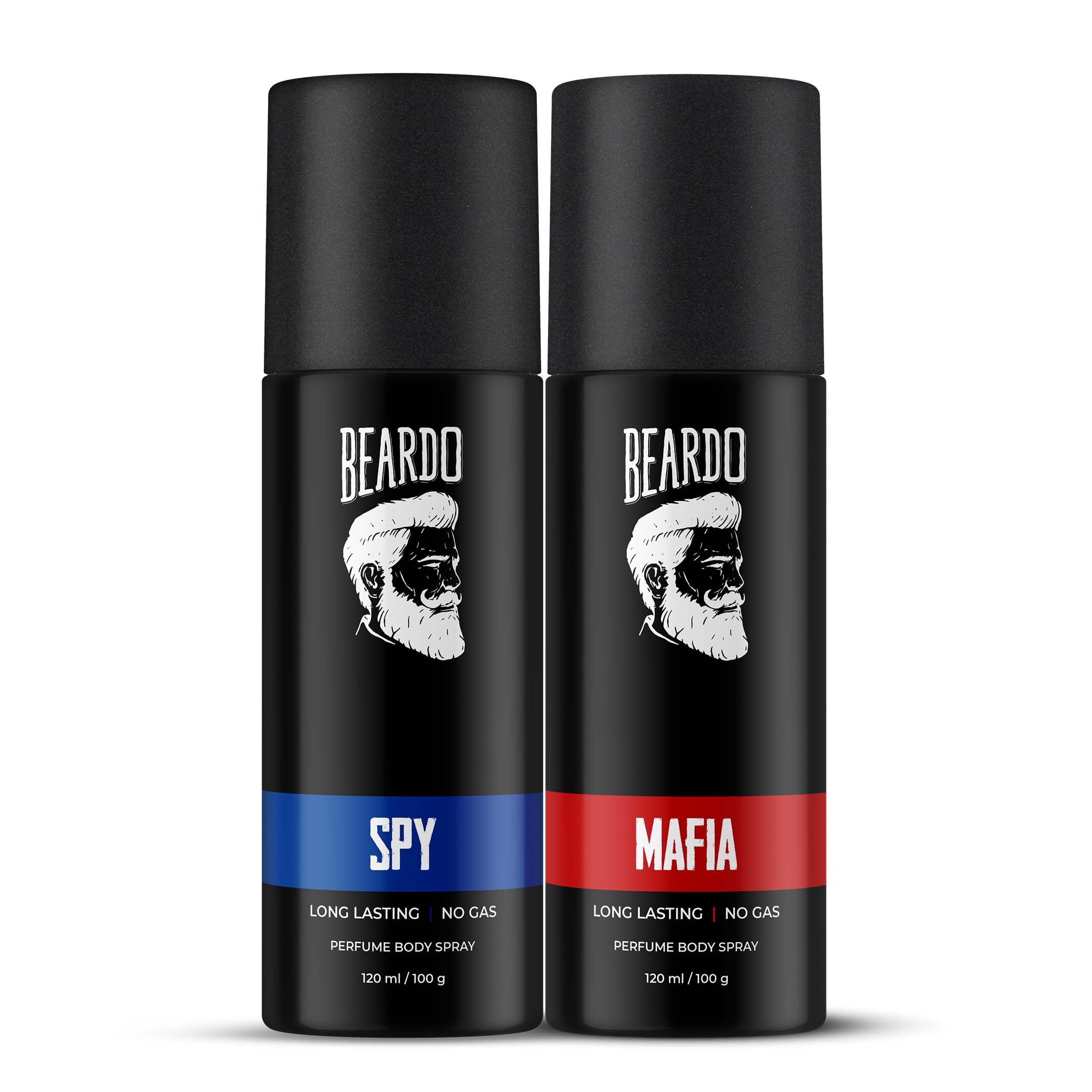 BEARDO Mafia & Spy Deodorant Perfume Body Spray (120Ml X 2) | Long Lasting No Gas Deo For Men | Oriental, Woody Notes - Mafia Deo | Aromatic Fresh - Spy | Christmas Gift For Men | Gift For Friends