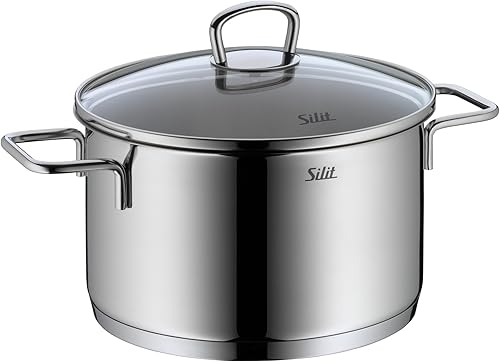 Miniatura 3 de Silit Alicante - Juego de 4 cacerolas de inducción con tapa de cristal, acero inoxidable pulido, juego de ollas de inducción, sin revestimiento