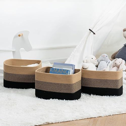 Miniatura 2 de Goodpick Cestas de almacenamiento para organizar cestas de cuerda tejida para libros, toallas, organizador de almacenamiento de juguetes, cubos de