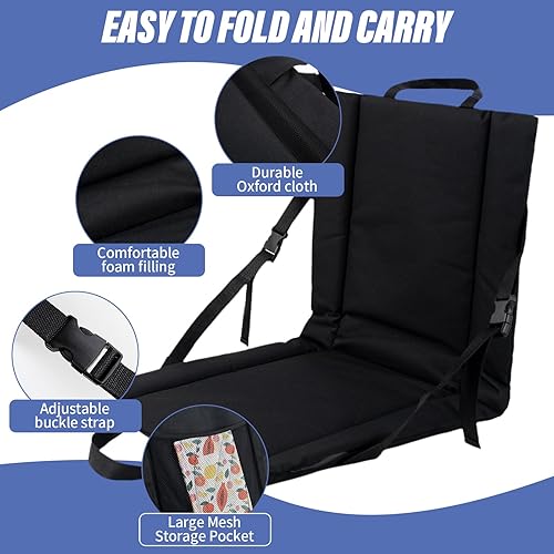 Miniatura 4 de Silla portátil, perfecta para asientos de estadio, camping, senderismo y más, comodidad en todos los terrenos, correas ajustables, diseño ligero,