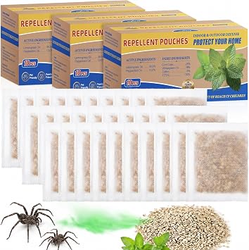 20 Pack Spider Repellent Pouches, Natural Spider Deterrent for Indoor,Home,Attic,Crawl Space,Window Sill, Basement, Shed, Garage-Pouches with Plant-Based Ingredient and Essential Oil