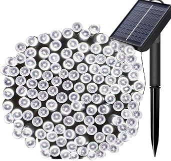 FANSIR Solar String Lights, 72ft 200 LED Outdoor String Solar Powered Fairy Lights Waterproof 8 Modes Garden Decorative Light for Tree, Patio, Garden, Yard, Home, Wedding, Party Cool White
