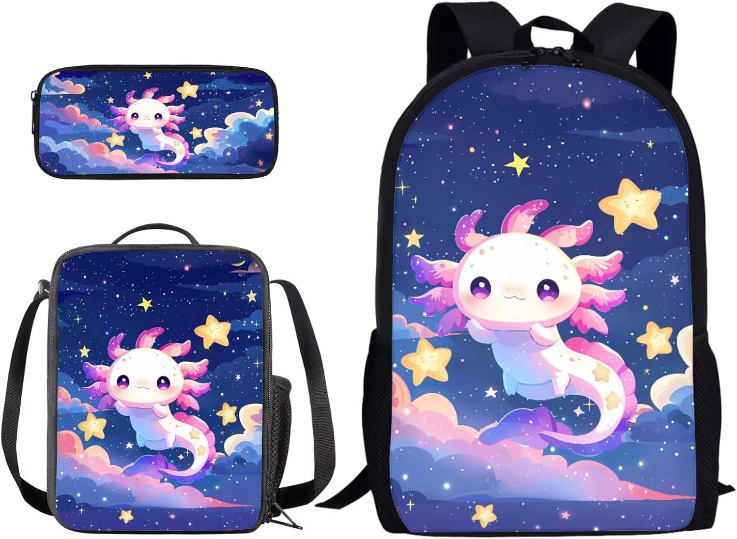 Suobstales Giraffe Flower Print 3 Pack Backpack School Bag and Lunch Box Set with Pencil Case for Middle School Teenage Heavy Duty Schoolbag Back Packs Travel Laptop Bags Daypack for Girls Kids