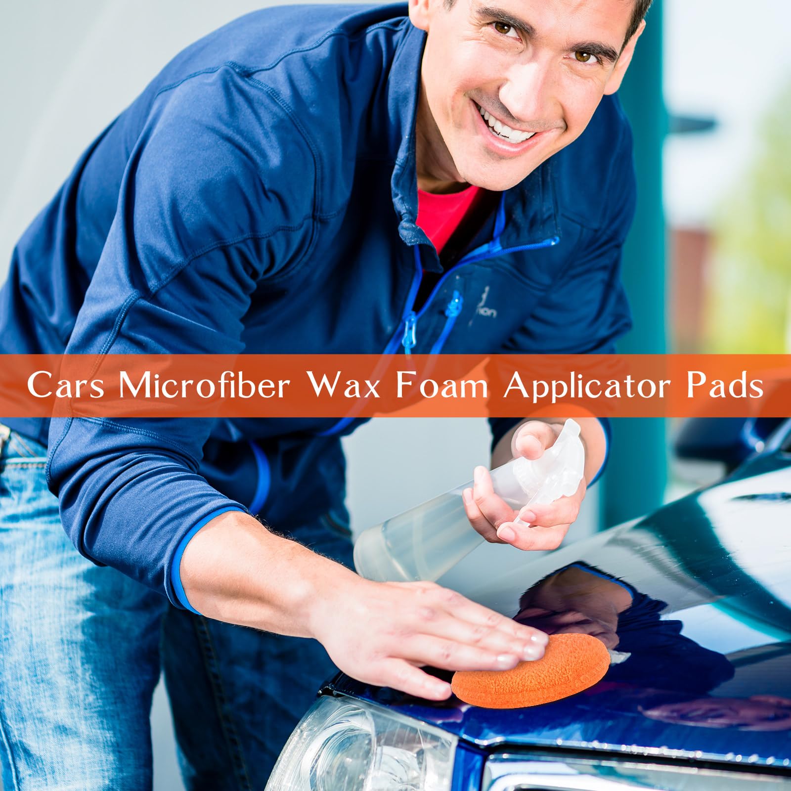 Tanlade 50 almohadillas aplicadoras de microfibra para detalles de coche, aplicador de cera, almohadillas de microfibra, 5 pulgadas de diámetro (naranja)