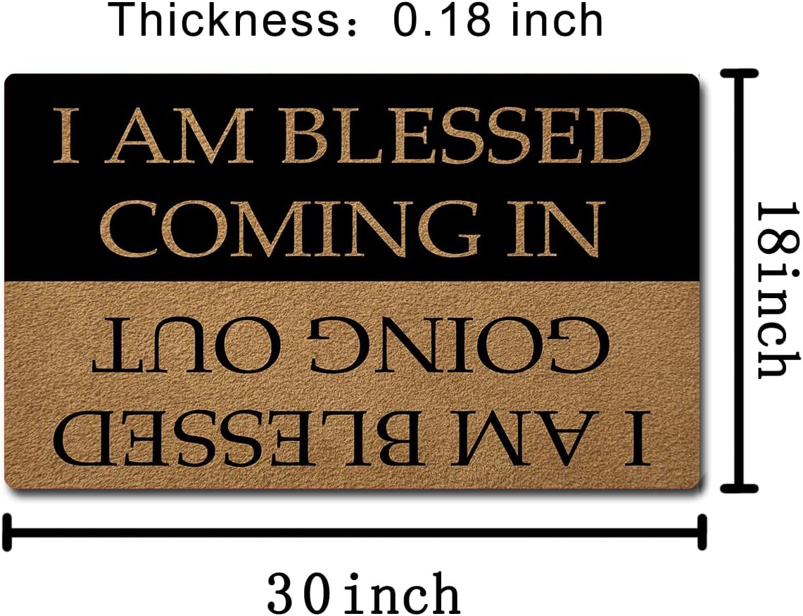 Funny Welcome Doormat with Anti-Slip Rubber Back Prank Gift Home Decor Area Rugs for The Entrance Way Indoor Mats (I AM Blessed Coming in and Going Out) (30x18, Blessed Coming and Going Out)