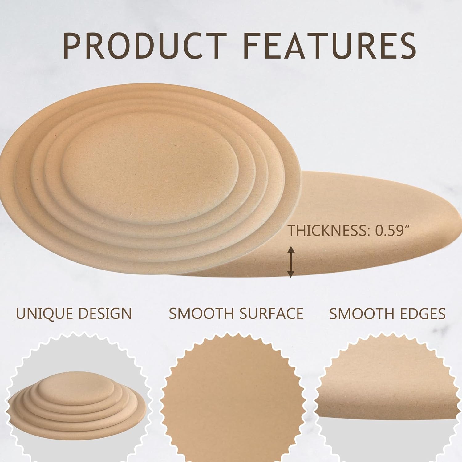 Oval Pottery Molds for Handbuilding - 5 Pcs Clay Slump Molds for Ceramic Plates, Brown, DB8-009