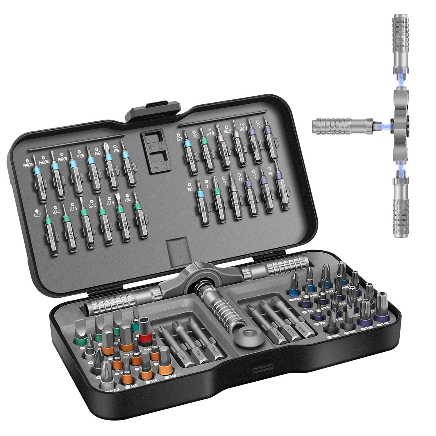 66 in 1 Magnetic Screwdriver Set, DIY Ratchet Screwdriver Set, Multi Bit Magnetic Drive Set with Detachable Ratchet Handle, Portable Compact Repair Tool Kit