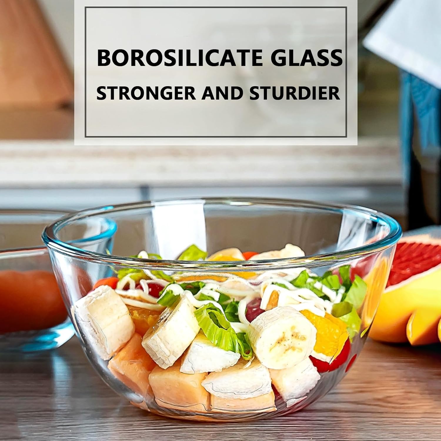 5 Quart Deep Big Glass Bowl with Lid,10 Inch Large Glass Mixing Bowl for Sourdough Bread Kitchen Salad Bread Storage, For Prepping, Marinating & Brining Kimch - Image 5