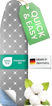 SimplySmooth Premium Ironing Board Cover 125x45 | OEKO-TEX 100 | Made in Germany | Fits 120 125x38 45 cm boards | Steam Station Compatible | Size L