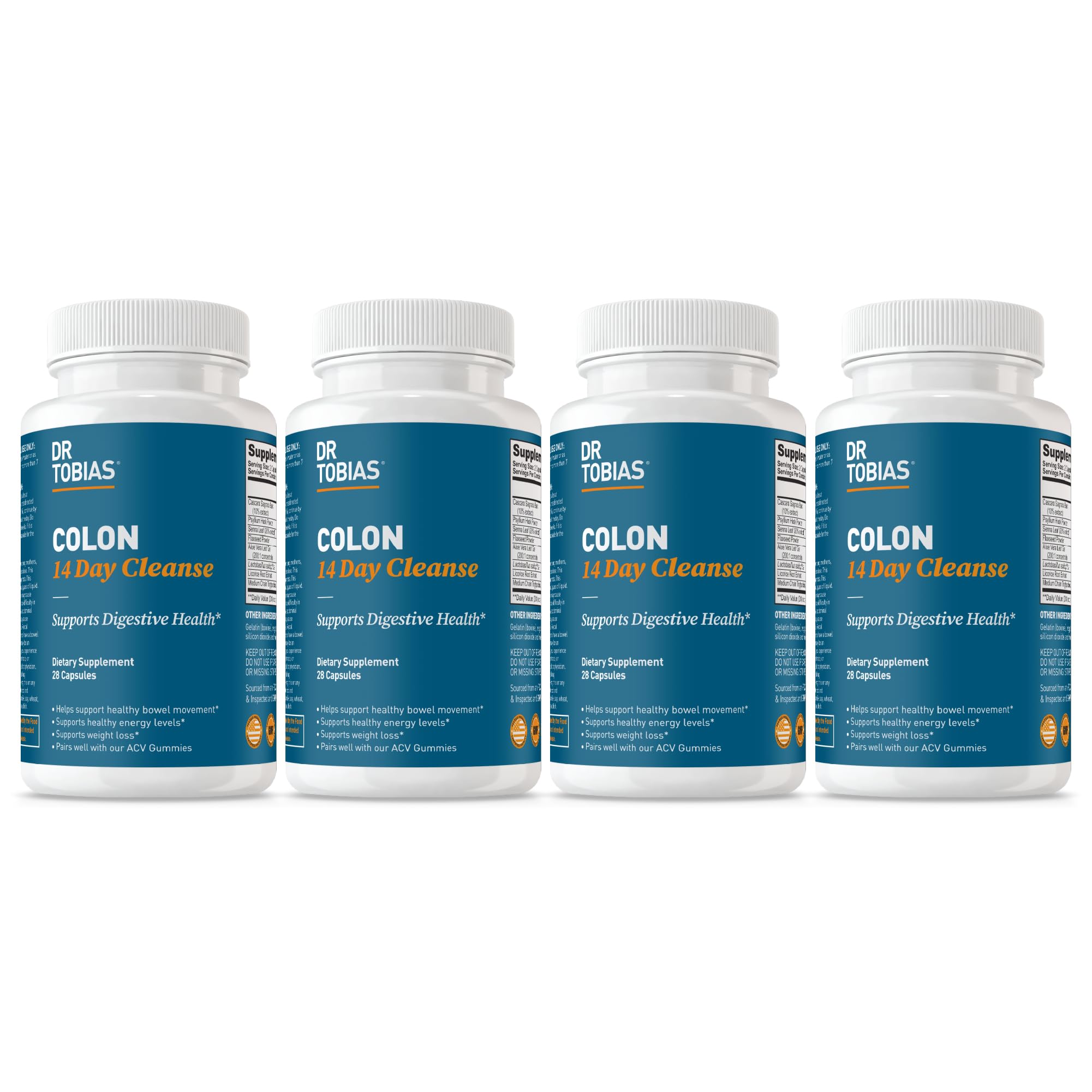 Colon Cleanse - Constipation Relief & Gut Health Support for Women & Men | 14 Day Colon Cleanser for a Gentle Colon Detox & Gut Flush - 4 Bottles of 28 Capsules