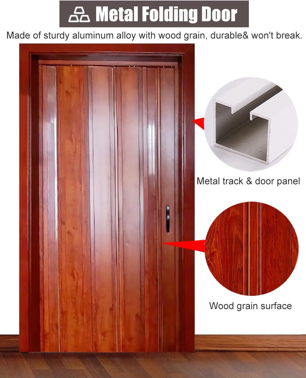 Aluminum Alloy Folding Accordion Doors, 75x80in Multifold Sliding Interior Doors with Hardware for Doorway or Cabinet, Space-Saving Design, Easy Installation
