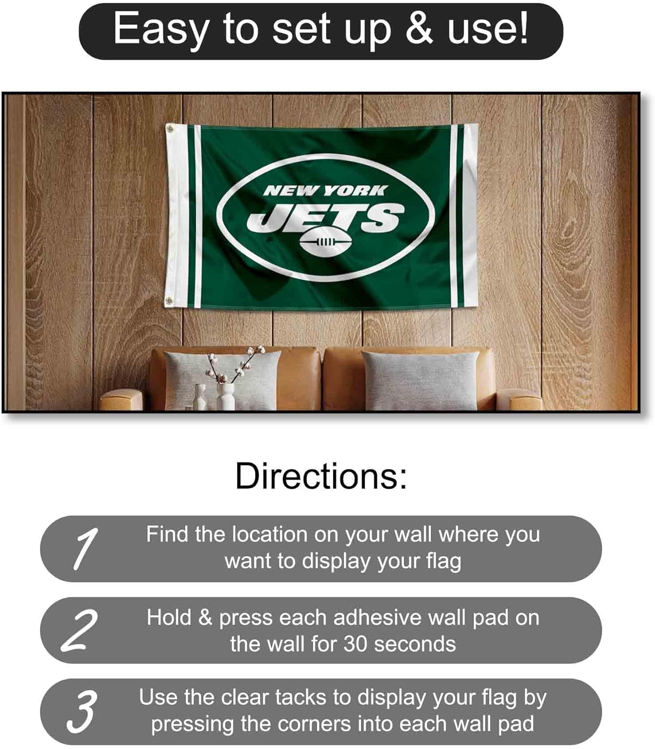 New York Jets Wordmark Banner and Tapestry Wall Tack Pads - Image 4