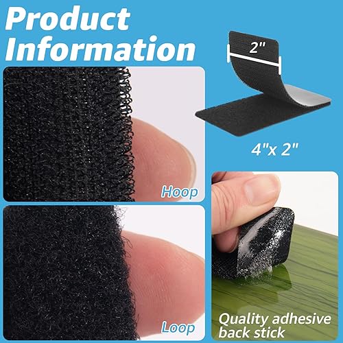 Miniatura 3 de Art3d 16 juegos de cinta adhesiva de gancho y bucle, tira adhesiva de doble cara de 4 x 2 pulgadas, resistente