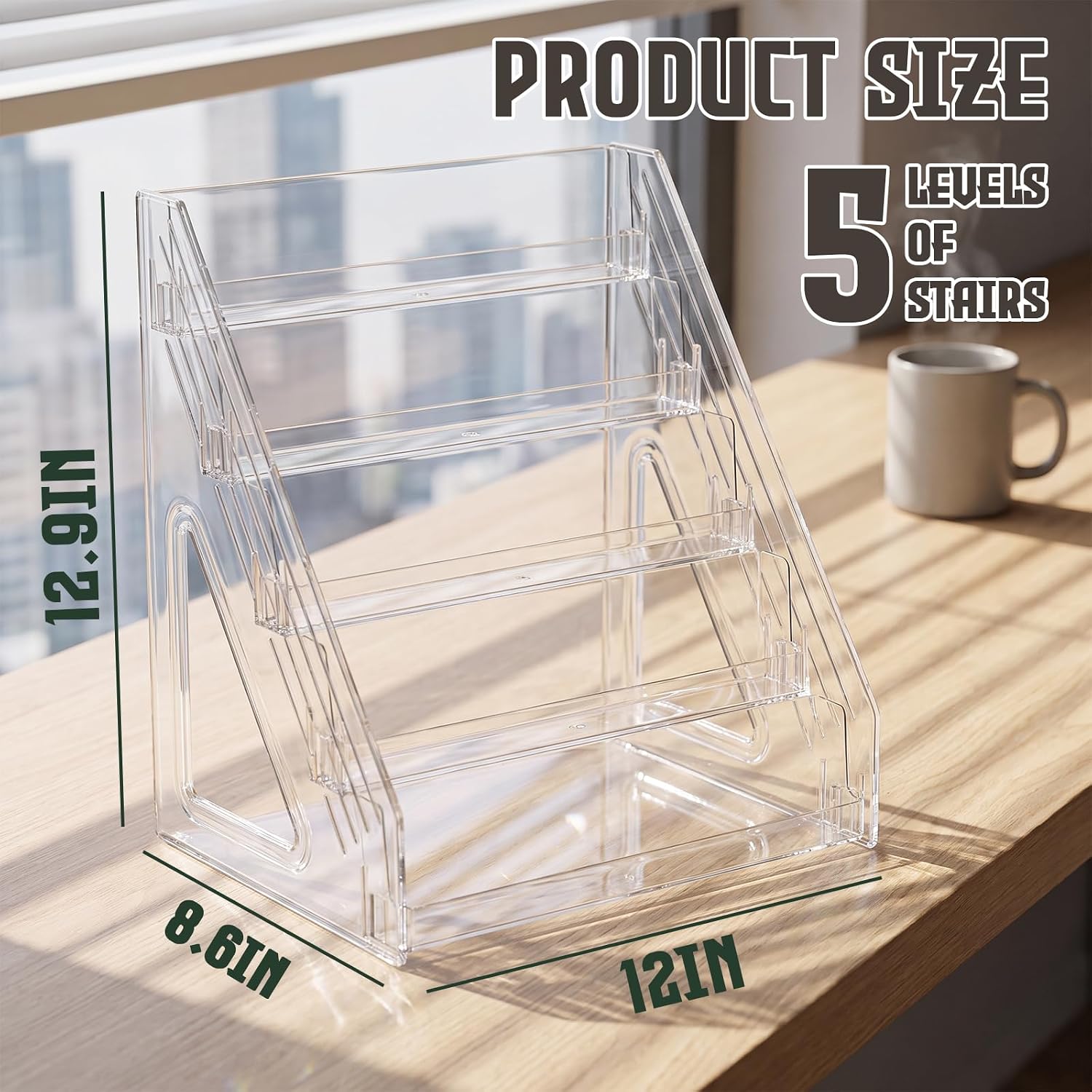 Small Kids Bookshelf, 5 Tier Tabletop Book Organizer Storage for Toddlers