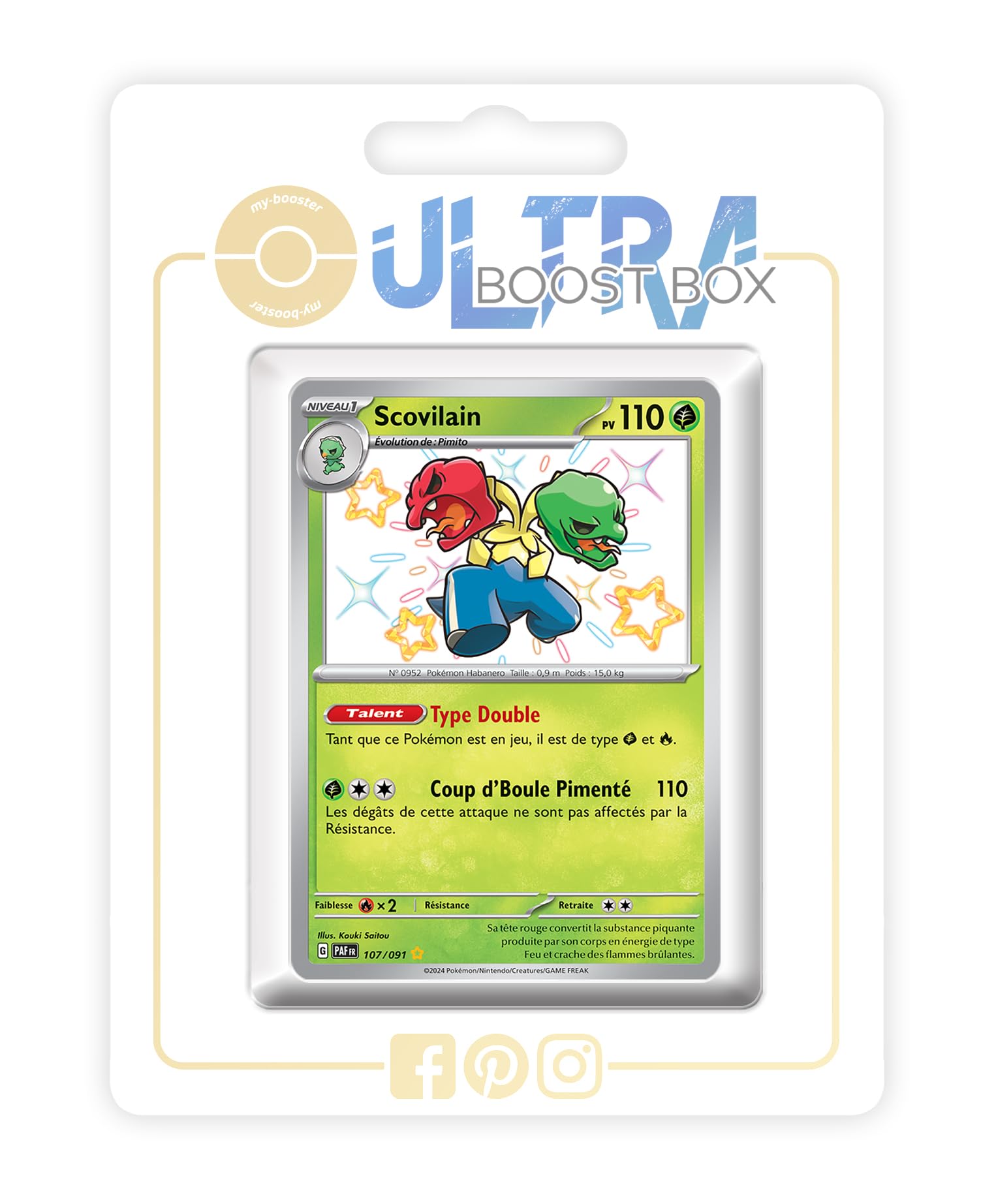 Scovilain 107/091 Shiny - my-booster X Écarlate et Violet 4.5 - Destinées de Paldea Box of 10 Pokemon French Cards