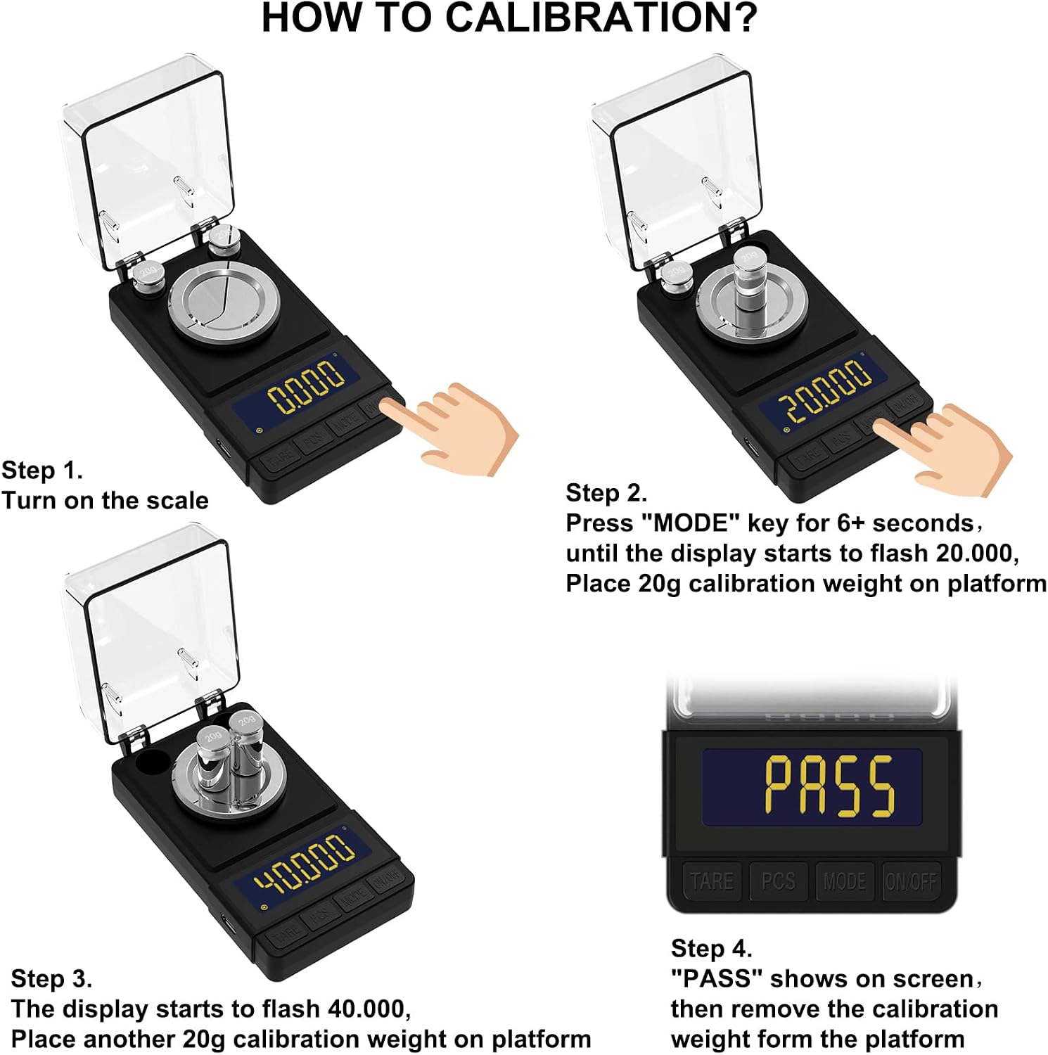 Reloading Scale 50 x 0.001g High Precision Gem Scale Supplement Powder Scale Milligram Includes 20g Calibration Weight, 2 Scoops, 4 Weighing Powder Pans Tweezers Read in Grain Gram Carat DWT oz ozt
