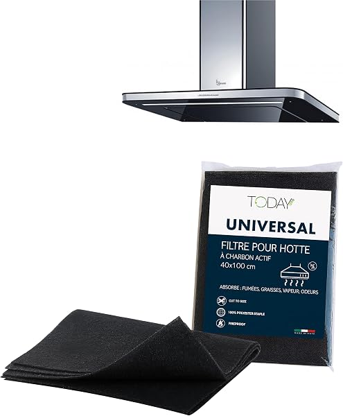 Today - Filtre Universel à Charbon Actif pour Hotte de Cuisine 40x100 cm – Découpable, Anti-Odeur, Retient Graisse & Humidité – Sécurité et Qualité Italienne - 1