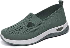 Sapatos de malha casuais femininos primavera respirável e confortável sola macia de meia-idade e idosos