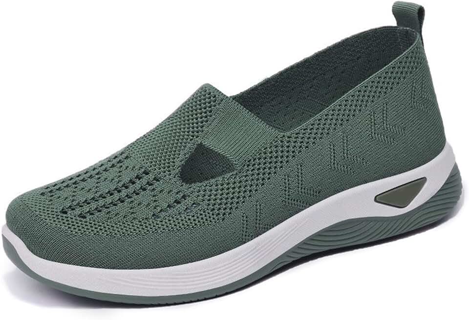 Sapatos de malha casuais femininos primavera respirável e confortável sola macia de meia-idade e idosos