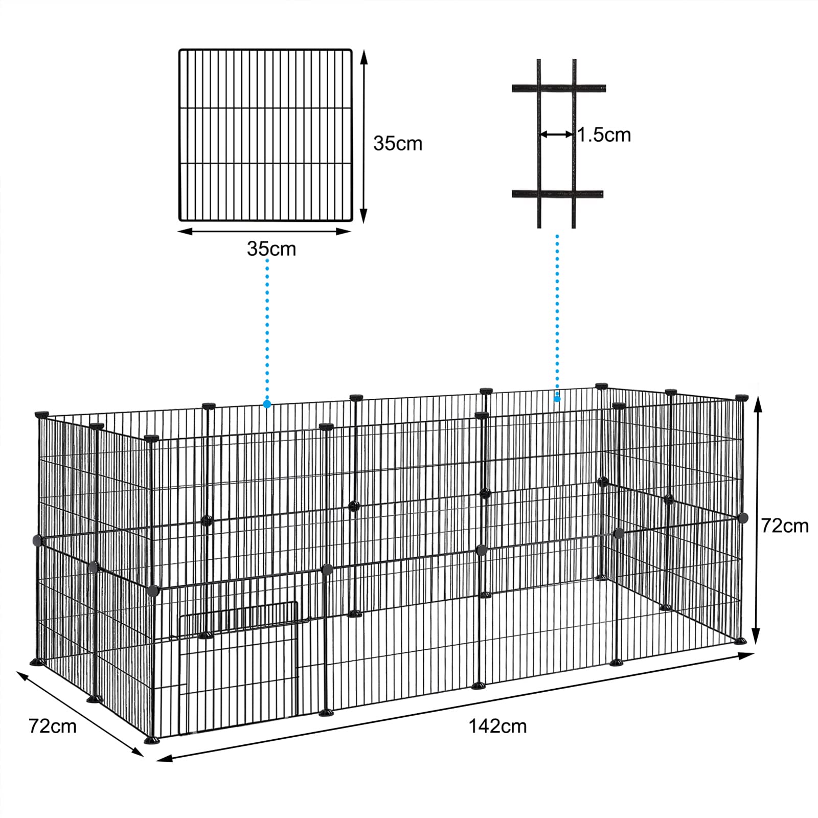 Enclos Extérieur en Maille Métallique pour Petits Animaux - Cage pour Cochons d'Inde, Chiots et Lapins - Intérieur et Extérieur
