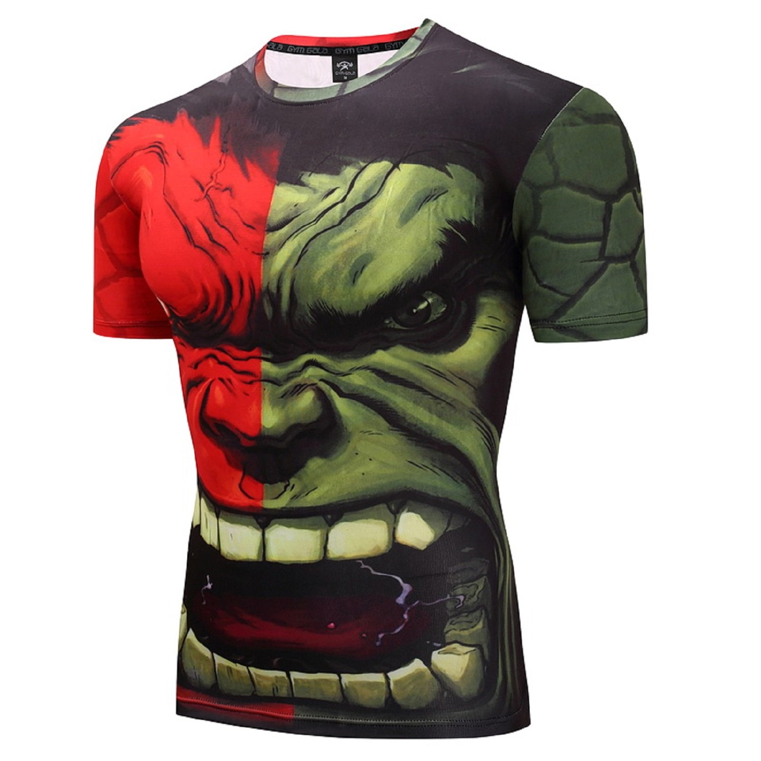 GYM GALAMen's The Hulk T-Shirt Casual and Sports Short Sleeve 3D Printed Compression Shirt
