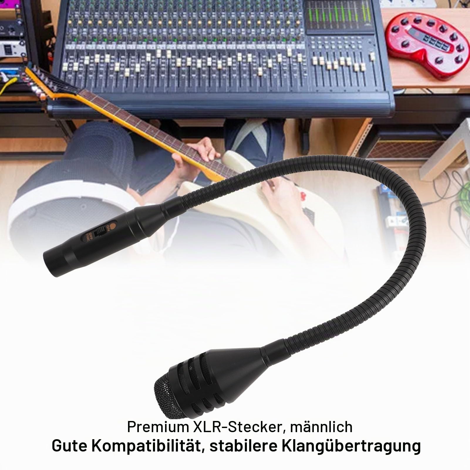 Dynamisches Schwanenhalsmikrofon für Gesangsanwendungen, 3-poliges XLR-Mikrofon, DJ-Mikrofon. Professionelles XLR-Schwanenhalsmikrofon für die Bühne