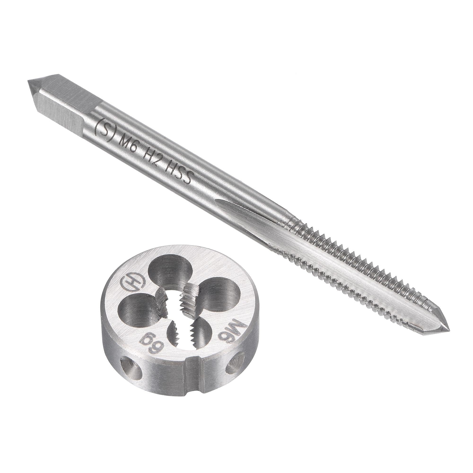 TOP-VIGOR M6 x 1mm Metric Tap and Die Set, Machine Thread Screw Tap with Round Threading Die, Tap & Die Kit for Nut Screw Bolt Thread Repair