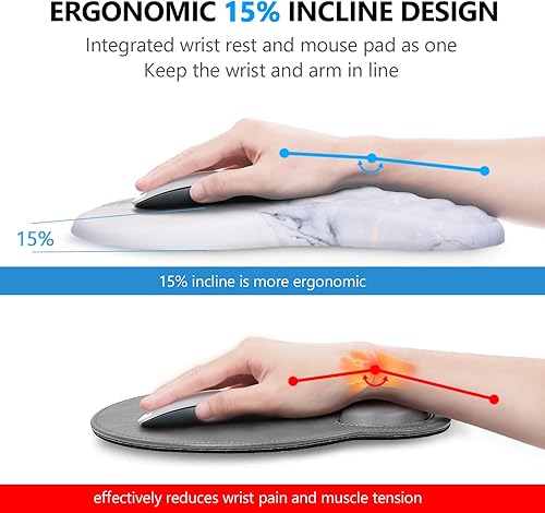 Miniatura 9 de Laokiiy - Soporte de muñeca para mouse, reposamuñecas para teclado 2 en 1 + alfombrilla ergonómica para mouse, reposamuñecas antideslizante para