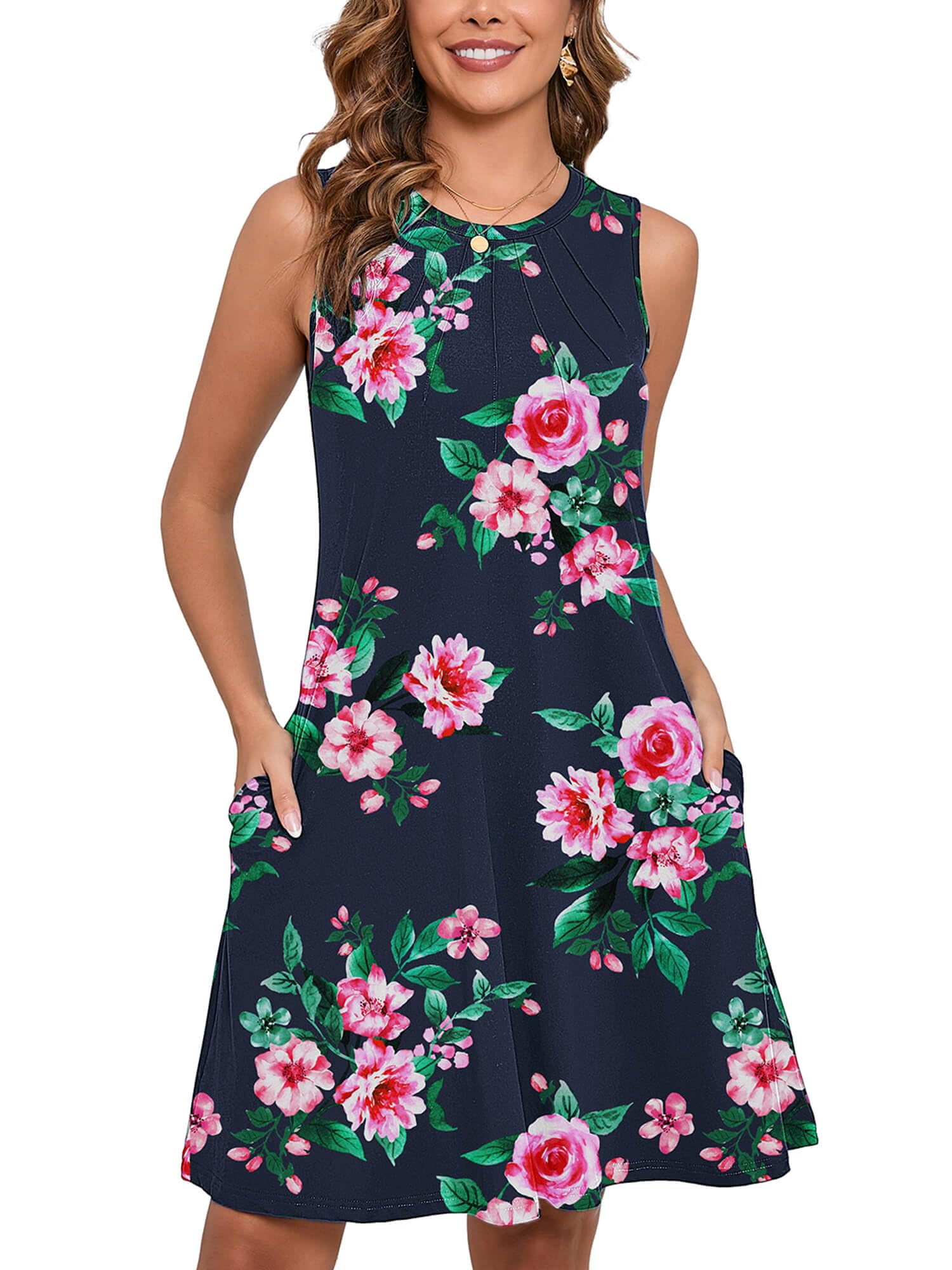 Heymoments Women Sleeveless Summer Beach Dresses with Pockets