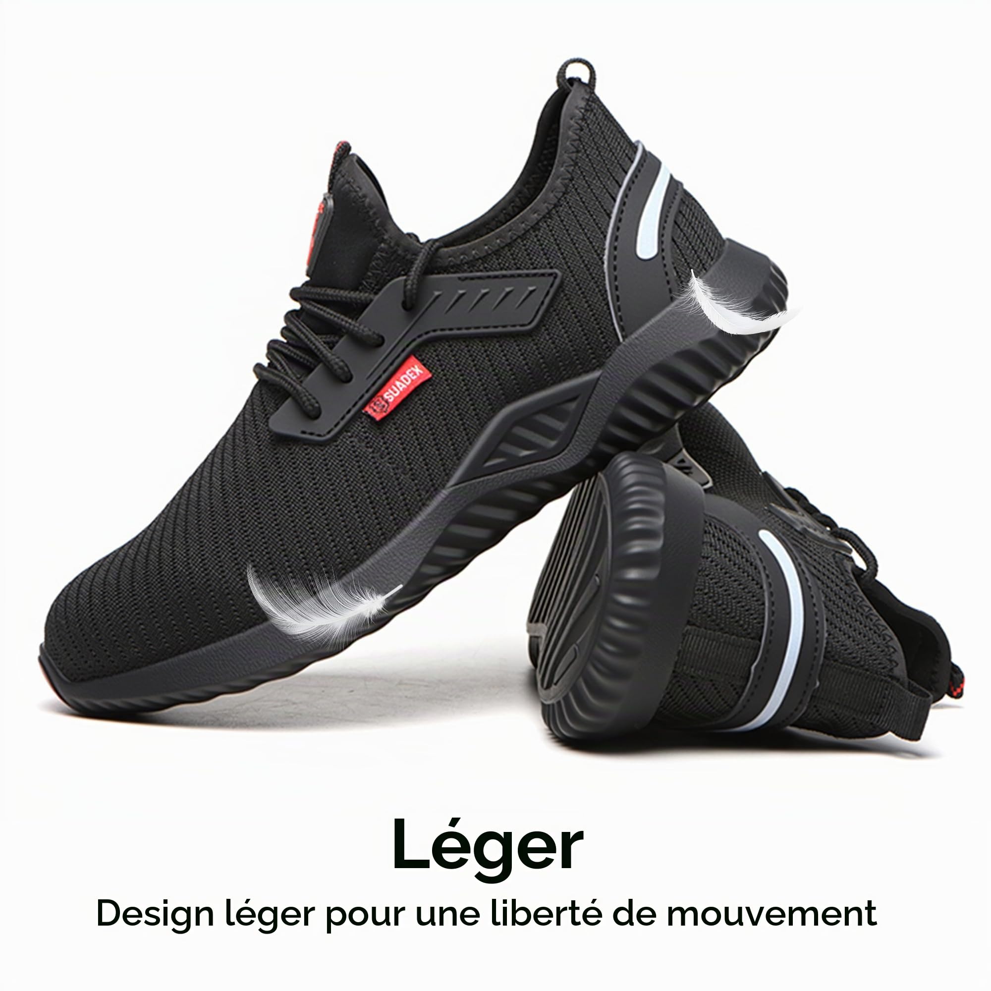 SUADEX Chaussures de Sécurité Hommes Femmes Légère Baskets de Sécurité Respirantes Légère Antidérapant Embout en Acier